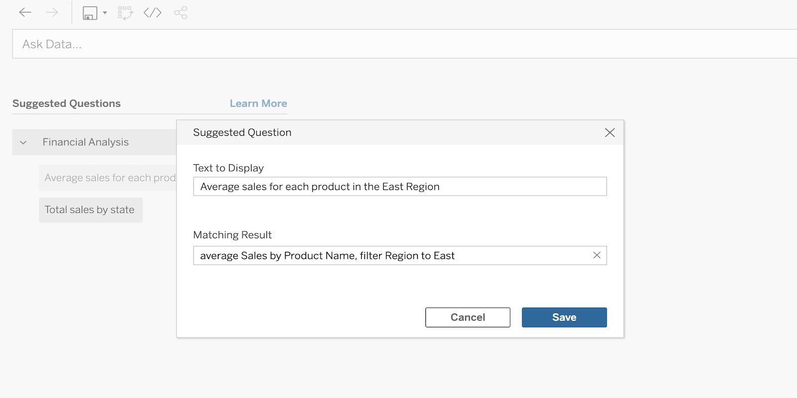 Suggested questions improvements for Ask Data in Tableau 2020.3