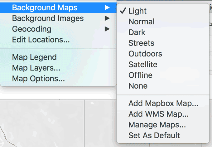 Background maps menu updates in Tableau 2020.3
