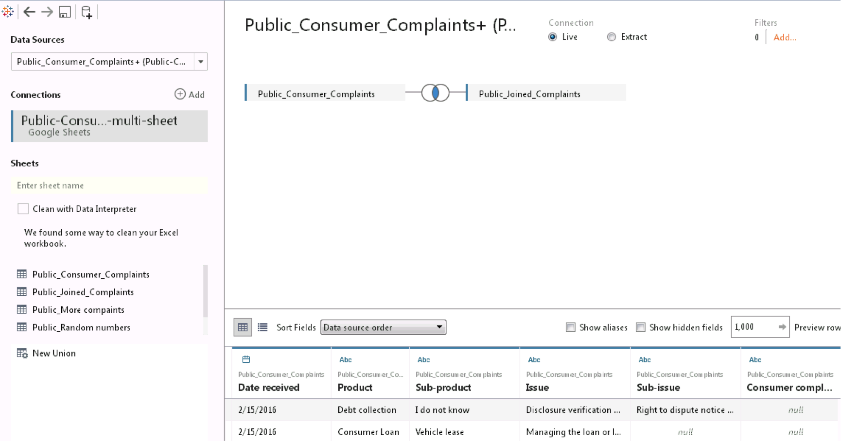 Tableau 10 で Google スプレッドシートに直接接続