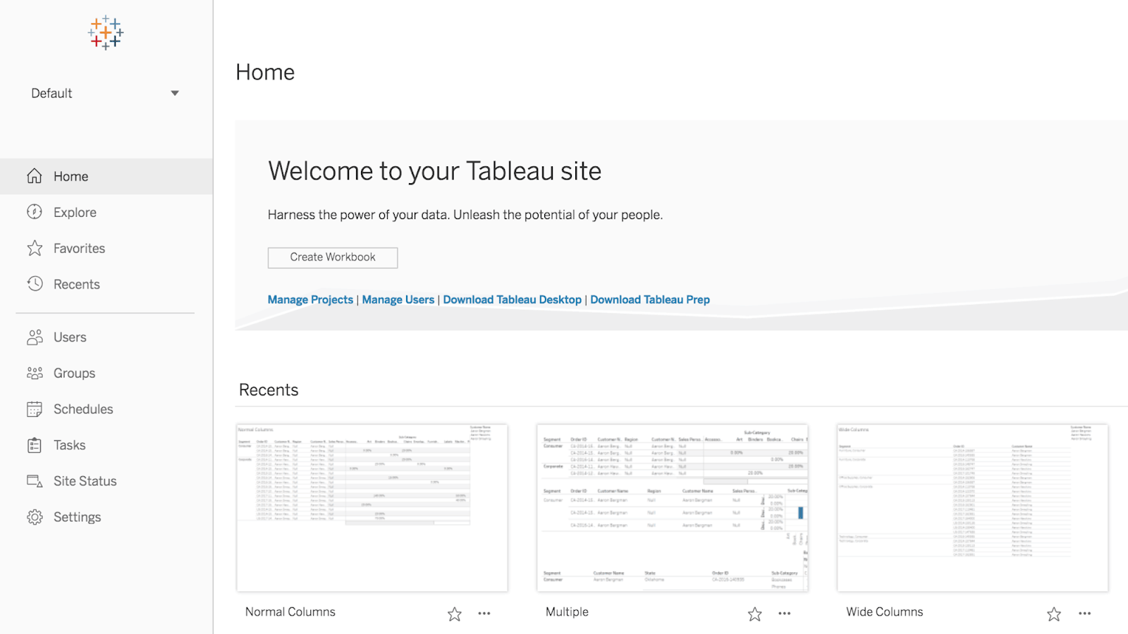 Tableau Content Browsing Experience