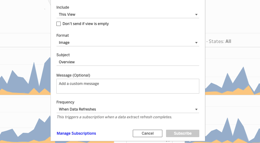 Subscription run extract refresh in Tableau 2020.3